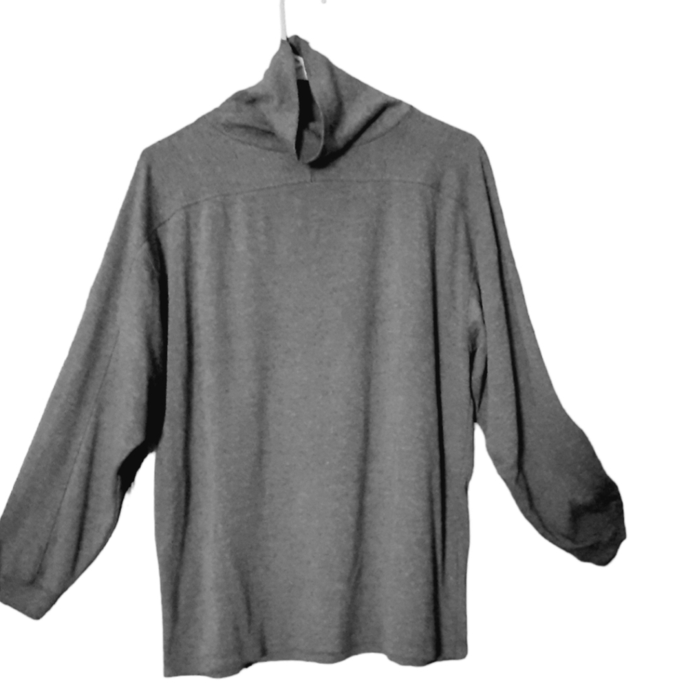 Casual Corner Mock Turtleneck Top Shirt Womens Size Large Long Sleeve Gray